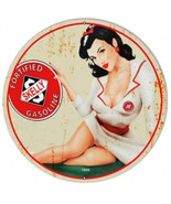 Retro skelly oil gas station pinup girl faux vintage ad steel metal sign - £71.23 GBP