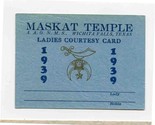 Maskat Temple 1939 Ladies Courtesy Card Wichita Falls Texas - £14.24 GBP