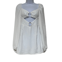 Revolve Rumer Womens Small Gypsy A Line Mini Dress White Cutouts Long Sleeve NWT - £89.63 GBP