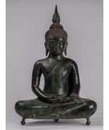 Buddha - Antique Khmer Style Bronze Seated Meditation Buddha Statue - 49... - $1,570.33