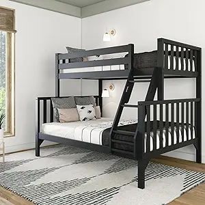 Bunk Bed, Scandinavian Modern Bunk Bed, Solid Wood Twin Over Full Bed Fr... - $882.99
