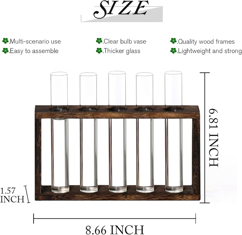 XXXFLOWER Plant Terrarium Wooden Stand with 5 Test Tubes,Glass Planters for Indo Item image 2