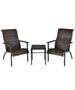 3 Pieces Patio Rattan Bistro Set with High Backrest and Armrest-Brown - ... - $427.58 CAD