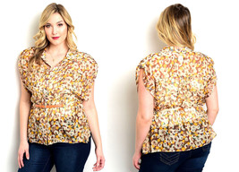 JAJA&amp;co. Ladies Sheer-Button-Down Shirt Floral Print Plus Size XL - £19.92 GBP