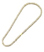 15 Inch Tennis Necklace 18K Gold Plated Round Cubic Zirconia - £20.55 GBP