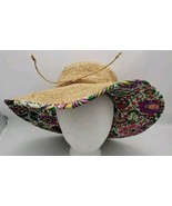 Vera Bradley Quilted Beach Hat Summer Straw Wide Brim Gardening Floral C... - $25.52 CAD