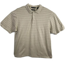 PGA Tour Mens Shirt Size Medium M Beige Short Sleeve Polo Striped Golf S... - $19.26