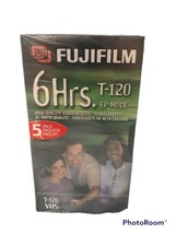 Sealed 5 Pack Fujifilm 6 Hrs T-120 VHS Tapes Standard Grade Video NOS Fuji Film - £14.95 GBP