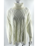 TBH Turtleneck Sweater Size Large Cream Ivory Cable Knit Chunky Pullover... - $62.65 CAD