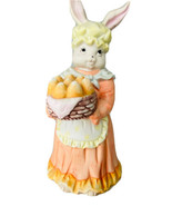 Bunny Rabbit Cooking Figurine porcelain 7.5&quot; bonnet dress Easter decorat... - £23.21 GBP