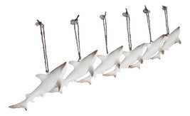 Set Of 6 Antique White Sharks Ocean Marine Wall Hanging Decor Tree Ornam... - $842.87 MXN