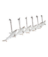 Set Of 6 Antique White Sharks Ocean Marine Wall Hanging Decor Tree Ornam... - €38,51 EUR