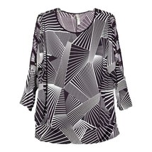 Per Seption Womens Dark Purple White Open Long Sleeve Pullover Top Size ... - £11.45 GBP