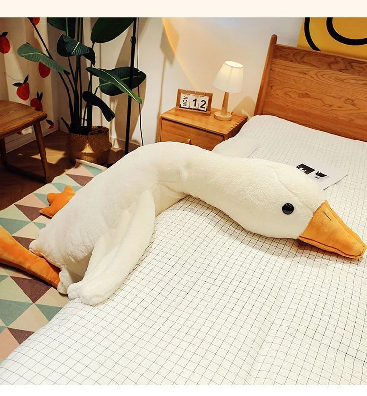 Ush white goose toy stuffed lifelike big wings duck hug massage throw pillow boyfriend thumb200