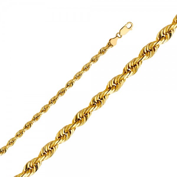 Men's 14K Yellow Gold Diamond Cut Solid Rope Chain - Assorted Lengths - $798.99 - $2,339.99