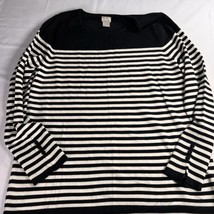 Chico’s Black &amp; White Striped Button Sleeve Pullover Sweater Top Size “2” - £14.95 GBP