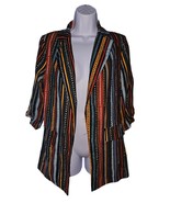 Messini Blazer 3/4 Roll up Sleeve Aztec Stripe Lightweight Linen Blend O... - $270.72 MXN