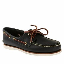 Timberland Mens 2 Eye Classic Handsewn Leather Boat Shoes Navy Blue Style 74036 - £127.86 GBP