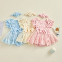 3D Flower Princess Romper &amp; Headband Set for Baby Girls 0-18M - £14.80 GBP