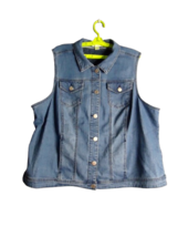 CJ Banks Denim Vest Embroidered Back Button Up Womens Size 2X Medium Wash - £19.14 GBP