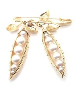 Authentic! Tiffany &amp; Co Schlumberger Peapod 18k Yellow Gold Pearl Pin Br... - £17,043.45 GBP