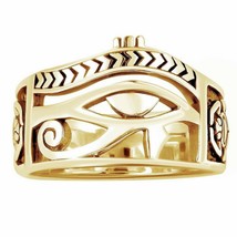 Égyptien Eye De Horus 14K or Jaune Plaqué 925 Argent Symbolique Mode Bague - £90.69 GBP