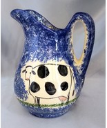 MOLLY DALLAS Blue Spatterware Small Cow Pitcher (5.25&quot; tall) Folk Art Po... - $19.50