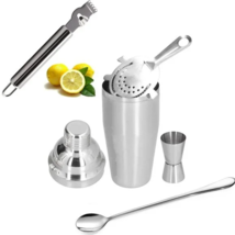 [NEW] Cocktail Shaker Set, (5-Piece) Stainless Steel Drink Mixer Includes Zester - £23.89 GBP