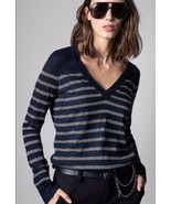 Zadig &amp; Voltaire Missia Stripes Jumper Sweater V-Neck Pullover Top Sz S,... - $115.07 CAD