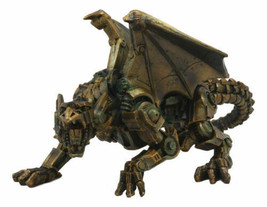 Crouching Steampunk Robotic Dragon Statue 10&quot;L Mechanical Cyborg Dragon Beast - £30.64 GBP