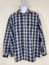 Weathered Casuals Men Size XL Blue/Beige Check Button Up Shirt Long Sleeve - $6.30
