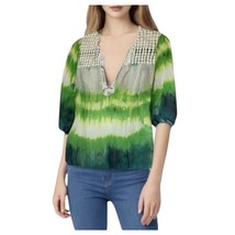 Calypso St. Barth Silk Sequin Tunic Top Size XS Green Cream Batik Flowy ... - $552.23 MXN