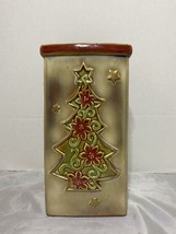 9&quot; Square Ceramic Vase with Christmas Tree and Stars - £10.22 GBP