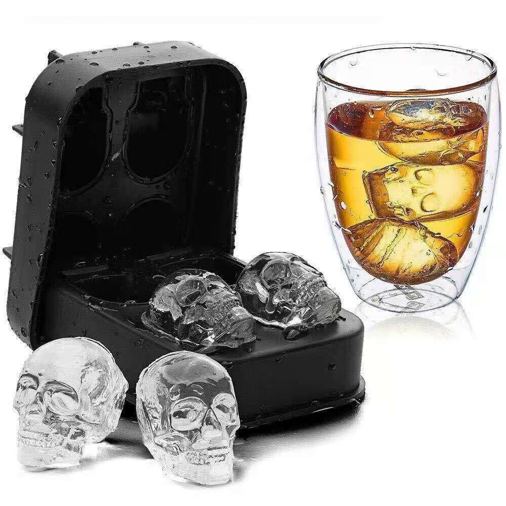 Ice Cube Tray Maker 3D Skull Silicone Ball Mold Whiskey Cocktail Gothic Horror - £3.03 GBP