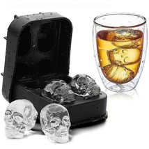 Ice Cube Tray Maker 3D Skull Silicone Ball Mold Whiskey Cocktail Gothic Horror - £3.07 GBP