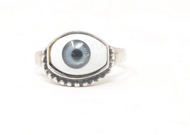 Vintage Sterling Silver Blue EYE Glass Eyeball Ring 8.5 - £118.70 GBP