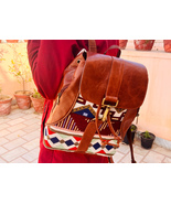 MOROCCAN LEATHER BACKPACK With vintage kilim | Leather Bohemian Backpack... - £80.04 GBP