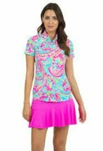 Nwt Ladies Ibkul Aubrey Candy Pink Short Sleeve Mock Golf Shirt Xs S M &amp; Xl - £59.80 GBP