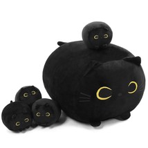 Black Cat Stuffed Animal Mommy Cat Plush Toys With 4 Squishy Baby Black Cat In H - £42.45 GBP