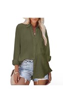 Siliteelon Button Down Shirts for Women Cotton Oversized Collared with P... - €14,30 EUR