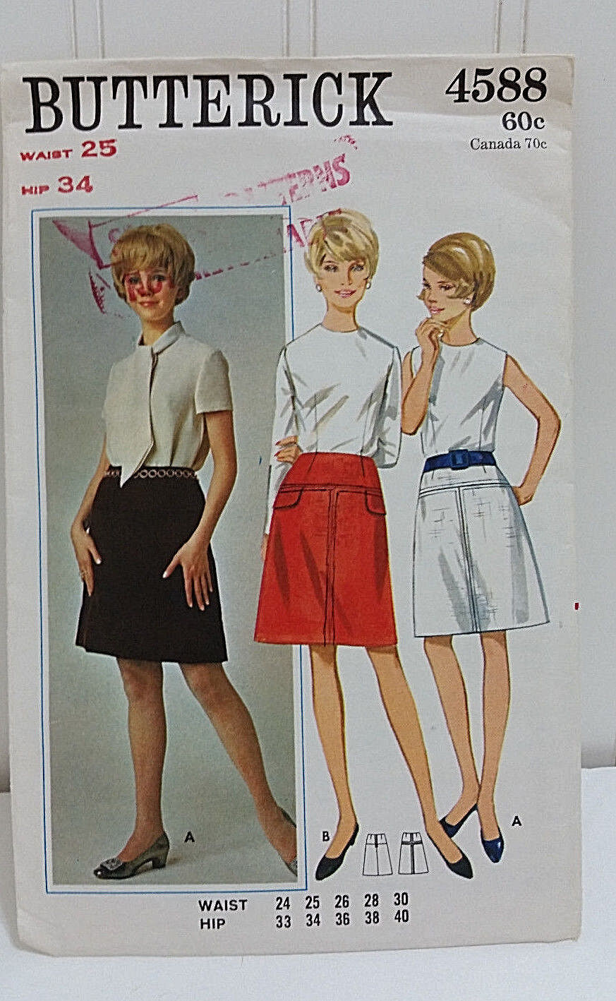 BUTTERICK Vintage Sewing Pattern 4588 Classic Paneled A-Line Skirt 25" Waist - $38.21