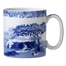 Spode Blue Italian 9 oz Coffee Mugs, Set of 4, Fine Porcelain - Blue White - £72.09 GBP