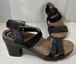 Abeo Biana Block Heel Sandals Heels Womens 7N Black Brown Shoes Leather ... - $452.11 MXN