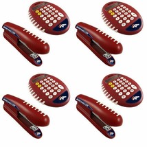 Lot of 4 New NFL Denver Broncos Football Stapler and Calculator Office Set - £10.51 GBP