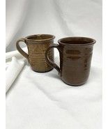 Liberty Pottery Roscoe Village Ohio Stoneware Mugs - Brown Pair Of Two 2006 - $22.44