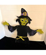 Vintage Jointed Die Cut Witch Black w Green Face + Hands 18 x 22&quot; Unmarked - $351.93 MXN