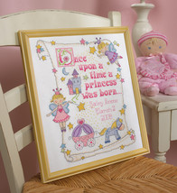 Bucilla Counted Cross Stitch Kit 10&quot;X13&quot;-Princess Birth Record (14 Count) - £20.48 GBP