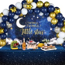 Twinkle Twinkle Little Star Baby Shower Decorations Navy Blue White Confetti Gol - £30.89 GBP