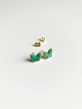 Mini Malachite Butterfly Earrings in Gold - £23.90 GBP