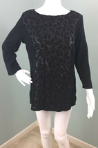 NWT Women’s Rafaella Studio Black Lace Sequin &quot;Time To Shine&quot; Knit Top Sz Large - £19.41 GBP
